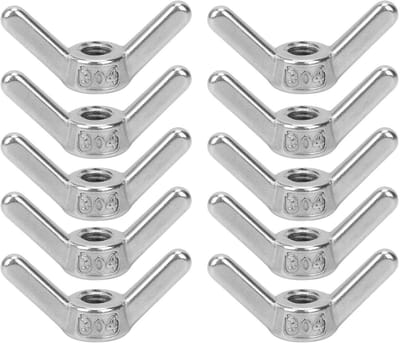 Dailygoods- Vleugelmoeren 10 stuks - Roestvrij Stalen Moeren - Bevestigingsaccessoire - Draad Binnendiameter 8 mm - Schroefafstand 1,25 mm - Duurzaam en Corrosiebestendig