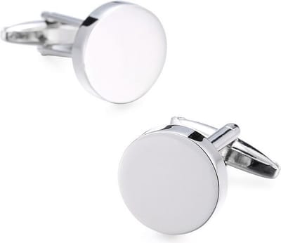 Ronde Manchetknopen Heren Zilver Kleurig - Gepolijst - Cufflinks - Papa Cadeau Voor Mannen - Vaderdag