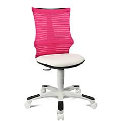 Topstar kinderbureaustoel S'neaker, zonder armleuningen, doorlopende zitting, 3D-gaasrugleuning, witte kruisvoet,roze/wit