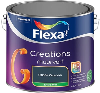 Flexa - Creations Muurverf Extra Mat - 100% Oceaan - Mengverf - 2,5 L