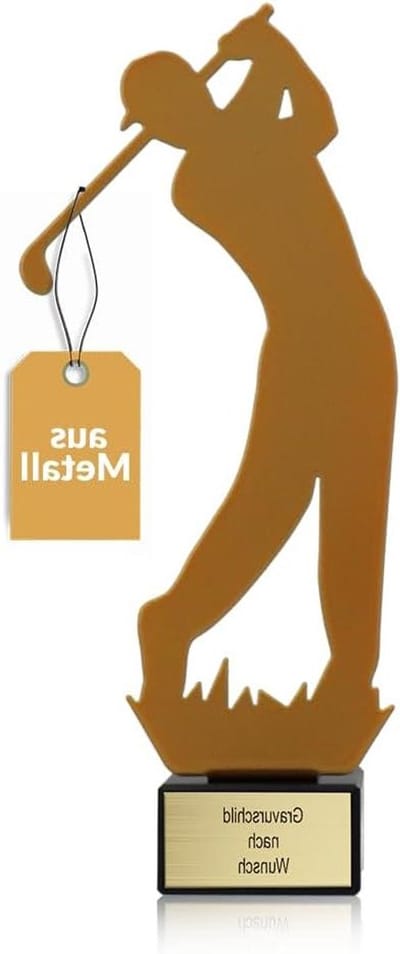 Golfbeker met Gravure - Trofee Beker - Golf Prijzen Uitdelen - Met golfersilhouet - 21 cm - Goud