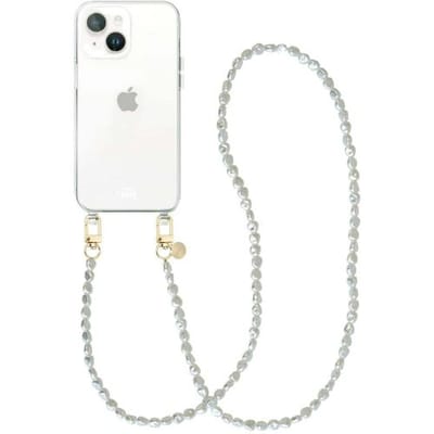 xoxo Wildhearts siliconen hoesje - Geschikt voor iPhone 15 - Pearlfection - Telefoonhoesje - Hoesje met koord - Parelketting - lang telefoonkoord - Transparant hoesje (lange variant)