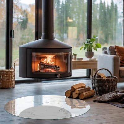 Coloray Vloerplaat Houtkachel - Plaat voor Onder Kachel - 100 cm x 100 cm - Kachel Vloerplaat - Wit Vloerplaat Kachel - Vloerplaat Voor Kachel - Vloerplaat Openhaard - Houtkachel Accessoires - Plaat Kachel