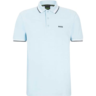 Boss Herenpoloshirt ‘Paddy’ met contrasterende boorden (Pastelblauw)