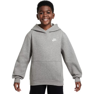 NIKE K NSW CLUB FLC HDY LBR Unisex Sporttrui - Grijs - Wit - Maat XS