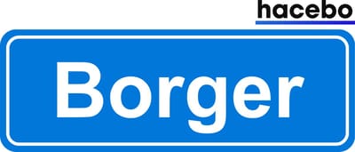 Hacebo - Plaatsnaam Sticker - 29x10 CM - Borger sticker - Verkeersborden sticker - grappige cadeaus - Borger