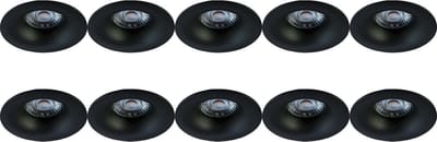 Spot Armatuur 10 Pack - Pragmi Nora Pro - GU10 Inbouwspot - Rond - Zwart - Aluminium - Ø82mm