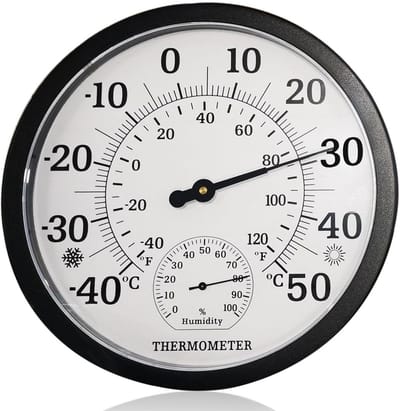 Grote 2-in-1 Analoogthermometer en Barometer voor Binnen en Buiten - 10 Inch Thermometer met Luchtvochtigheidsmeter