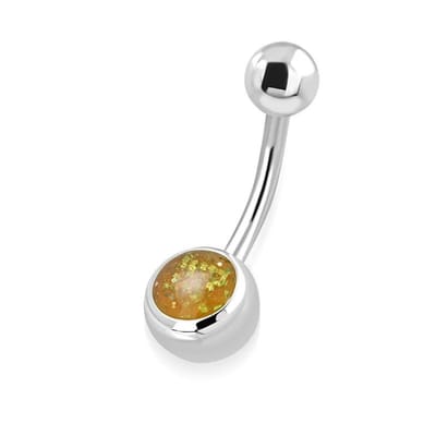 Aramat Jewels | Navelpiercings | Gele Glittersteen Stalen Navelpiercing | | | |8mm | Staal | Volwassenen | Verkleurd niet
