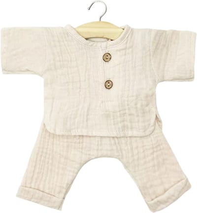 Minikane poppenkleding broek en shirt andrea - ecru - 34 cm