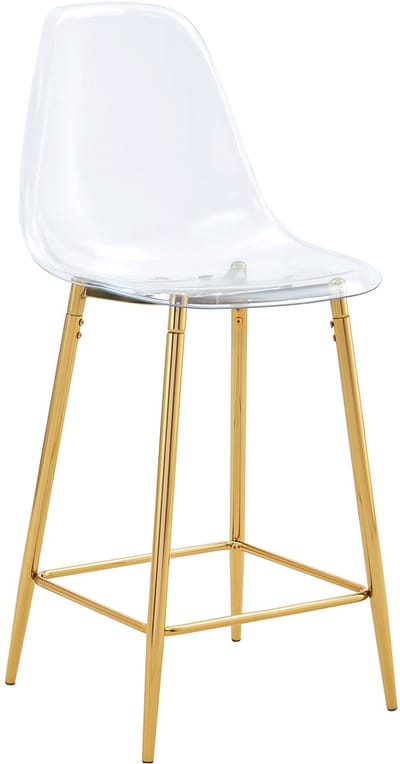 MODFU Barkrukken Set Van 4 - Transparante Zitting - Modern - Voor Keuken En Eethoek - Kunststof En Metaal - Goud