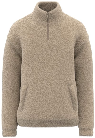 Spasso Uniseks sweater van sherpa met kwartrits en afhangende schouders SP403 - Wet Sand - 3XL