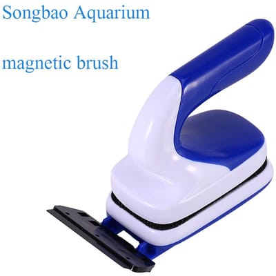 Brosse de nettoyage magnétique pour Aquarium, nettoyeur d'algues en verre, nettoyage de vitres d'aquarium flottant white
