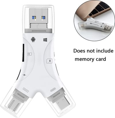Oneay SD-kaartlezer voor iPhone / iPad / Android / Mac / computer / camera, 4-in-1 Micro SD-kaartlezer met wildcamera-viewer, draagbare geheugenkaartlezer en SD-kaartadapter, compatibel met SD- en TF-kaarten