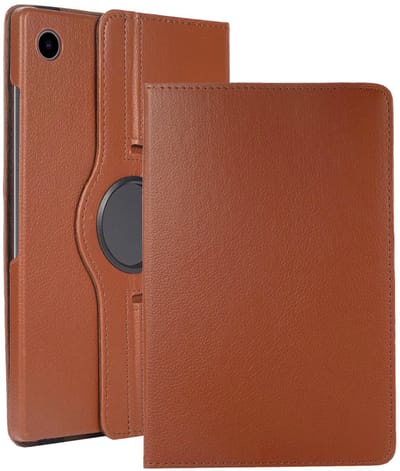 Hoesje Geschikt voor Samsung Galaxy Tab A11 / A9 - 360 Graden Draaibare Hard Cover Case - Tablet Hoes Draaibaar - Bruin