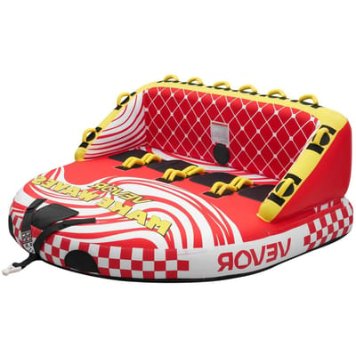 Bouées Tractables pour la Navigation de Plaisance, Bouée Tractable Gonflable pour 4 Personnes à Tirer par un Bateau, Capacité de 308 kg Bouées pour Sports Nautiques et Navigation de Plaisance - avec Housse Complète en Nylon, Double