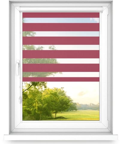 time4blinds - Dubbele Rolgordijnen Zonder Boren - Zebra-Rolgordijnen voor Ramen en Deuren - om te Plakken, met Aluminium Cassette, Lichtdoorlatende Stof - Rood , 500x500, Rechts
