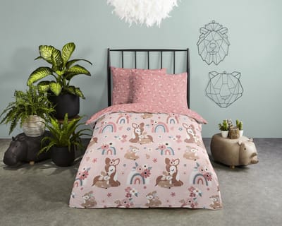 Good Morning dekbedovertrek bambi hert - Peuter 120x150 cm - Roze - 100% Katoen renforc�