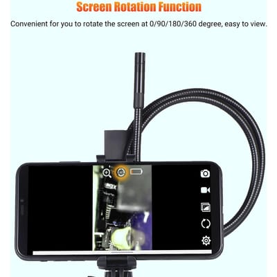 Endoscope Industriel WiFi 1080P HD Borescope Numérique Caméra d'Inspection Vidéo Étanche IP67 Serpent Semi-Rigide de 2,78 pieds noir