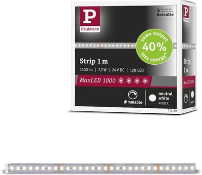 ' Paulmann 71250 MaxLED 1000 LED-strip neutraal wit enkele strip 1m 7,2W 1100lm/m 128 LED's/m 4000K'