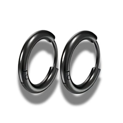 Oorringen - steel - staal - kleur zwart - black - binnenmaat 16 mm buitenmaat 20 mm - klapsluiting - hypoallergeen