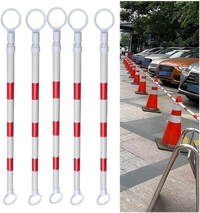 Veiligheidsbarrièrepaal - Verkeerskegelstang - Verkeersregulatie - Telescopisch ontwerp - 1.6 tot 3 meter - Rood wit