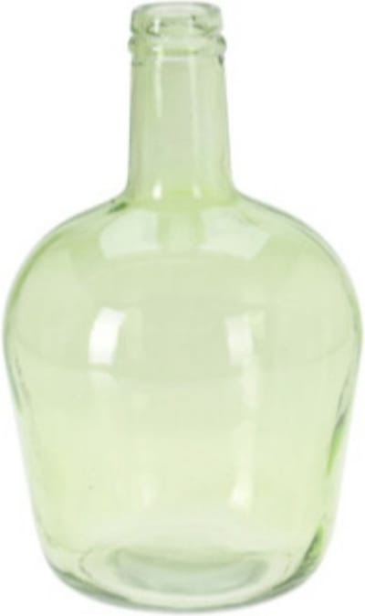 H&S Collection Bloemenvaas San Remo - Gerecycled glas - groen transparant - D19 x H30 cm - Fles vorm