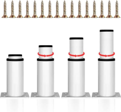 Meubelpoten Set - Kastpoten - Meubels Verhogen - Verstelbaar Hoogte - 8-12 cm - Wit