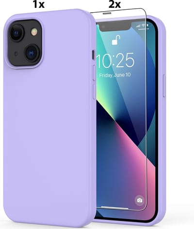 Hoesje Geschikt voor iPhone 12 Mini Soft Nano siliconen Gel Lila Paars Hoesje Met 2X Glazen screenprotector
