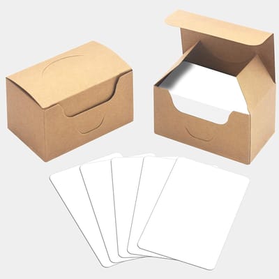 Set van 200 blanco kraftpapier kaarten met ronde hoeken voor DIY, post en geschenken (9 x 5,4 cm, wit)