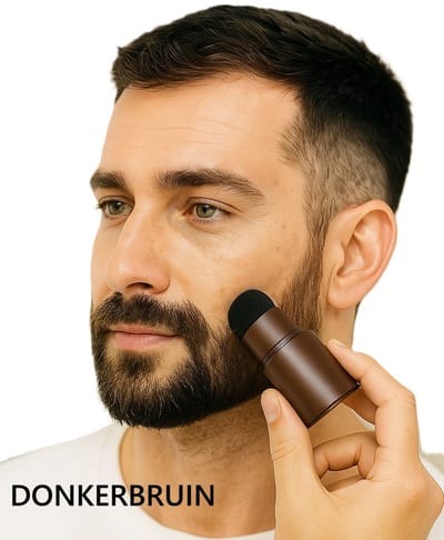 Instant Hairline & Beard Fixer – Donkerbruine Waterproof Hair & Beard Concealer Pen – Poederstick voor Kale Plekken, Dun Haar, Patchy Baarden & Grijze Uitgroei – Langhoudend, Natuurlijk & Unisex
