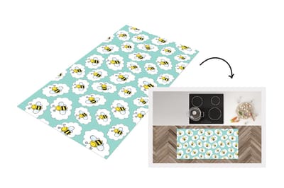 Keukenloper - Loper keuken - Bij - Insecten - Patroon - Groen - 120x60 cm - Keukenloper vinyl