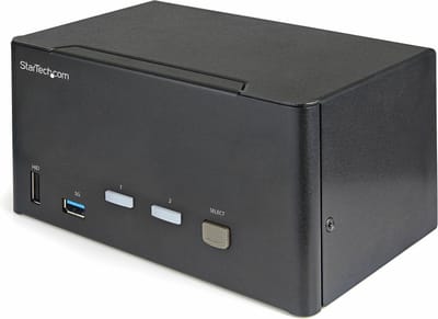 StarTech 2 Port Triple Monitor KVM HDMI, 4K 60Hz - KVM Schakelaar met 2x USB 3.0 (5Gbps) & 4x USB 2.