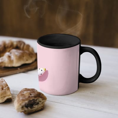 Magische Mok - Foto op Warmte Mokken - Koffiemok - Banaan - Stippen - roze - Magic Mok - Beker - 350 ML - Theemok