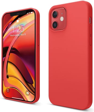 Solid hoesje Soft Touch Liquid Silicone Flexible TPU Rubber - Geschikt voor: iPhone 12 - rood
