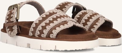 Mou Bio Sandal Buckle Strap Slippers - Dames - Bruin - Maat 38