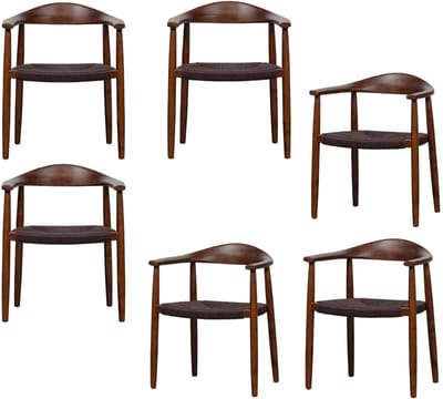 vtwonen Embrace Eetkamerstoelen - Beukenhout - Donkerbruin - Set van 6