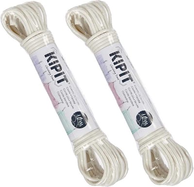 Kipit Waslijn - 2x - 10 meter - PVC - wit - drooglijn / waslijndraad