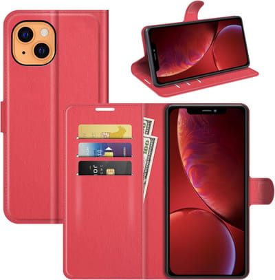 MobyDefend Hoesje - Geschikt voor iPhone 13 - Kunstleren Wallet Book Case (Sluiting Voorkant) - Rood