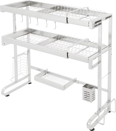2-lagen Aanrecht afdruiprek - Droogrek - Keuken accessoire - Voor boven de gootsteen in de keuken - Roestvrij staal