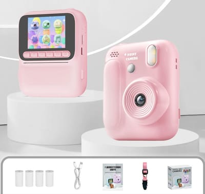Instant Camera voor Kinderen – 1080P Kindercamera met 4 Rollen Papier – Draagbare Digitale Camera voor Jongens en Meisjes van 3-14 Jaar (Roze)