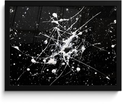 Poster in lijst - Fotolijst 40x30 cm - Posters - Verfspatten - Wit - Abstract - Explosie - Posterlijst zwart - Decoratie - Wanddecoratie woonkamer - Muurdecoratie slaapkamer