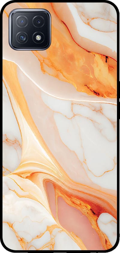 Smartphonica Telefoonhoesje voor OPPO A53 5G / A72 5G / A73 5G met marmer opdruk - TPU backcover case marble design - Oranje geschikt voor Oppo A53 5G;Oppo A72 5G;Oppo A73 5G