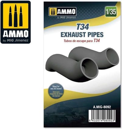 AMMO by Mig Jimenez Modelbouwpakket - AMMO MIG 8092 T34 Exhaust Pipes Resin onderdeel - 1:35 - Modelbouw