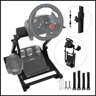 Racesimulator Stuurstandaard – Opvouwbare Racestuurstandaard – Verstelbare Hoogte & Hoek – Duurzaam Carbonstaal – Universele Pasvorm – Ergonomisch Ontwerp – Ruimtebesparend – Compatibel met Pedalen & Schakelaars