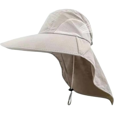 Zonnehoed met Brede Rand en Nekbescherming Nieuw voor heren dames Verstelbaar Buiten 50+UPF Bescherming Safari Hoed Wandelen Vissen Ademende Hoed beige