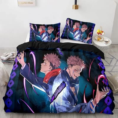 Anime Jujutsu Kaisen Satoru Gojo Ensemble de literie Garçons Filles Taille Twin Queen Housse de couette Taie d'oreiller Lit Enfants Adulte Textile de maison US Twin 173x218cm