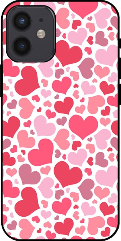 Smartphonica Telefoonhoesje Geschikt voor iPhone 12 Mini met Hartjes Print - Hearts Design TPU Backcover Case - Kinder Hoesje met Hartjes Design geschikt voor iPhone 12 Mini