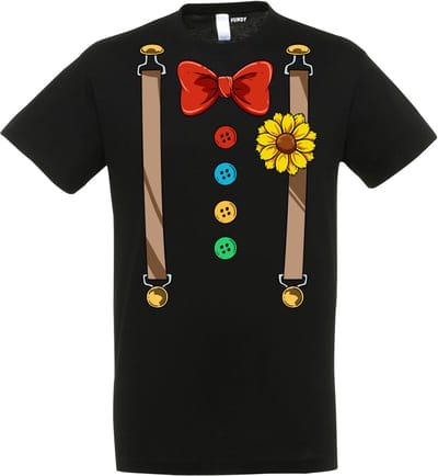 T-shirt Bretels Kostuum | Carnaval | Carnavalskleding Dames Heren | Zwart | maat XS