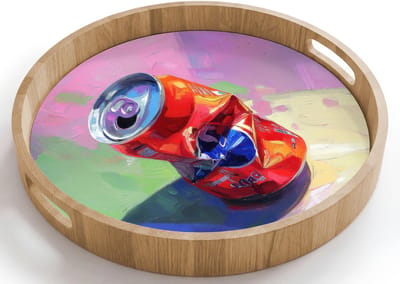 Dienblad rond 40x40 cm - Schootdienblad hout - Frisdrank - Blik - Paars - Borrelplank rechthoek - Plateau houten dienbladen